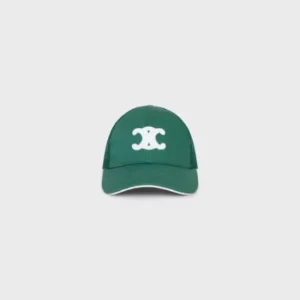 CELINE BASEBALL CAP IN COTTON DARK GREEN WHITE