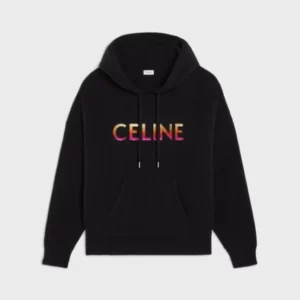 CELINE EMBROIDERED HOODED SWEATER IN RIBBED WOOL