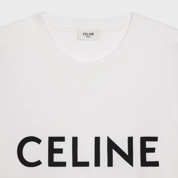 CELINE LOOSE T SHIRT IN COTTON JERSEY CHALK BLACK