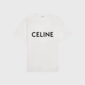 CELINE LOOSE T SHIRT IN COTTON JERSEY CHALK BLACK